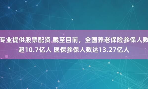 专业提供股票配资 截至目前，全国养老保险参保人数超10.7亿人 医保参保人数达13.27亿人